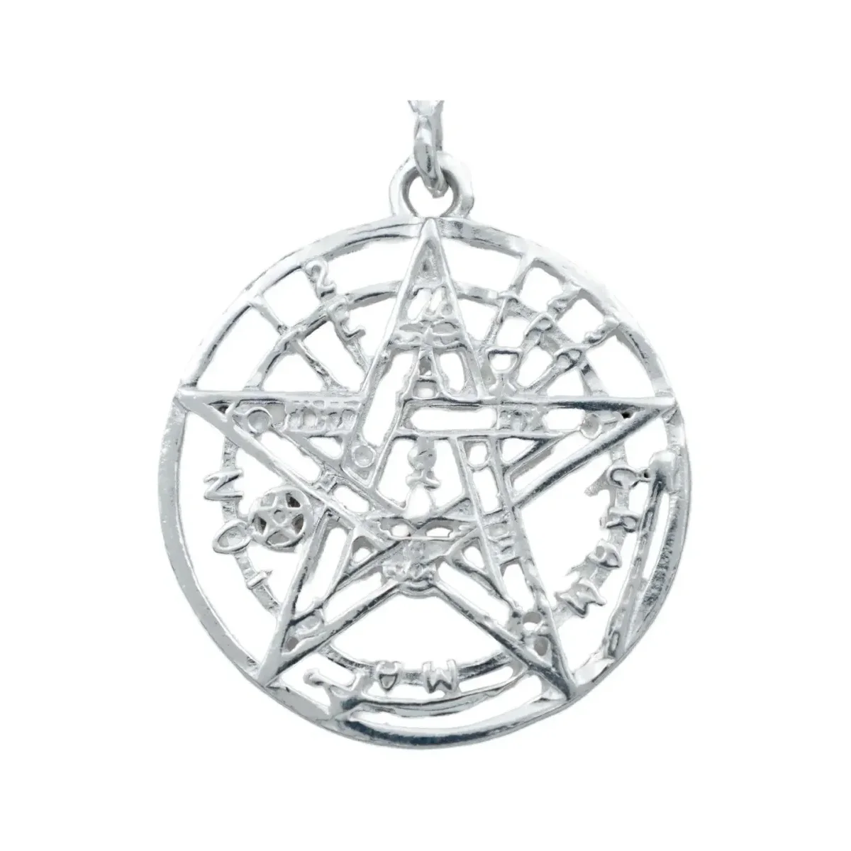 Dije Tetragramaton Pentagrama Plata 925 Símbolo Protección para Hombre - Imagen 3