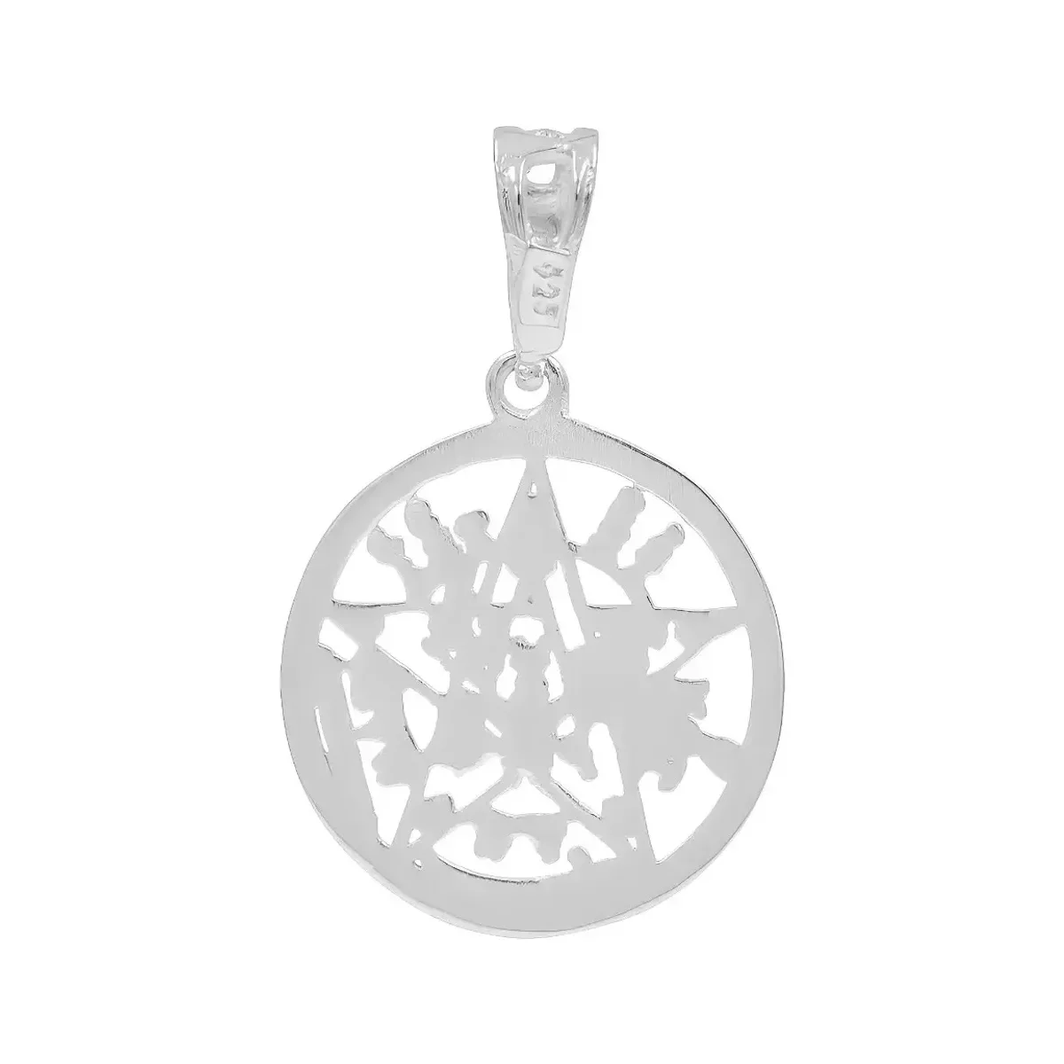 Dije Tetragramatón Plata 925 Borde Diamantado con Zirconia - Imagen 2