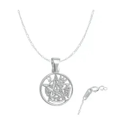 Dije Tetragramaton Plata 925 con Zirconia y Cadena de Eslabones Finos - Imagen 1