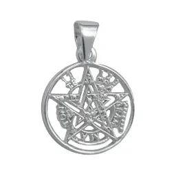 Dije Tetragramaton Plata 925 con Zirconia y Cadena de Eslabones Finos - Imagen 3