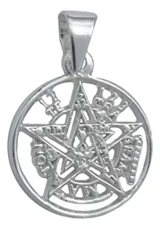 Dije Tetragramaton Plata 925 con Zirconia y Cadena de Eslabones Finos - Imagen 3