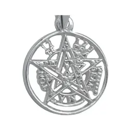 Dije Tetragramaton Plata 925 con Zirconia y Cadena de Eslabones Finos - Imagen 4