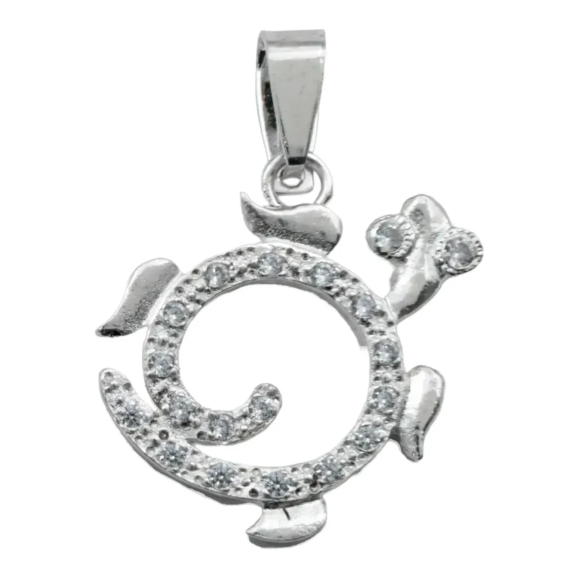 Dije tortuga marina plata .925 nacional con zirconias blancas acabado liso 32 mm por 23 mm colgante tortuga mujer joyeria
