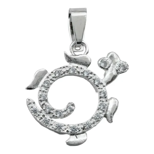 Dije Tortuga Plata .925 con Zirconias Blancas Marinas - Imagen 1