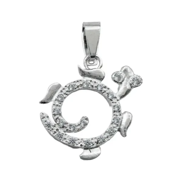 Dije Tortuga Plata .925 con Zirconias Blancas Marinas - Imagen 1