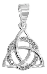 Dije Triqueta Celta Plata 925 con Zirconia Nudo Redondo - Imagen 1