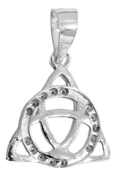 Dije Triqueta Celta Plata 925 con Zirconia Nudo Redondo - Imagen 3
