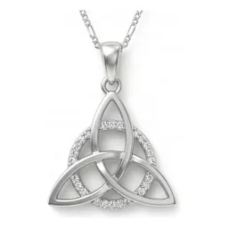 Dije Triqueta con Zirconias Plata .925 con Cadena 50cm - Imagen 1
