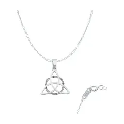 Dije Triqueta Plata 925 Zirconias Multicolor con Cadena - Imagen 1