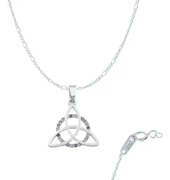 Dije Triqueta Plata 925 Zirconias Multicolor con Cadena - Imagen 1