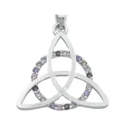 Dije Triqueta Plata 925 Zirconias Multicolor con Cadena - Imagen 3