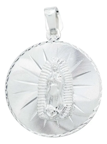 Dije Virgen de Guadalupe Estrella Plata 925 con Zirconia Fina - Imagen 1