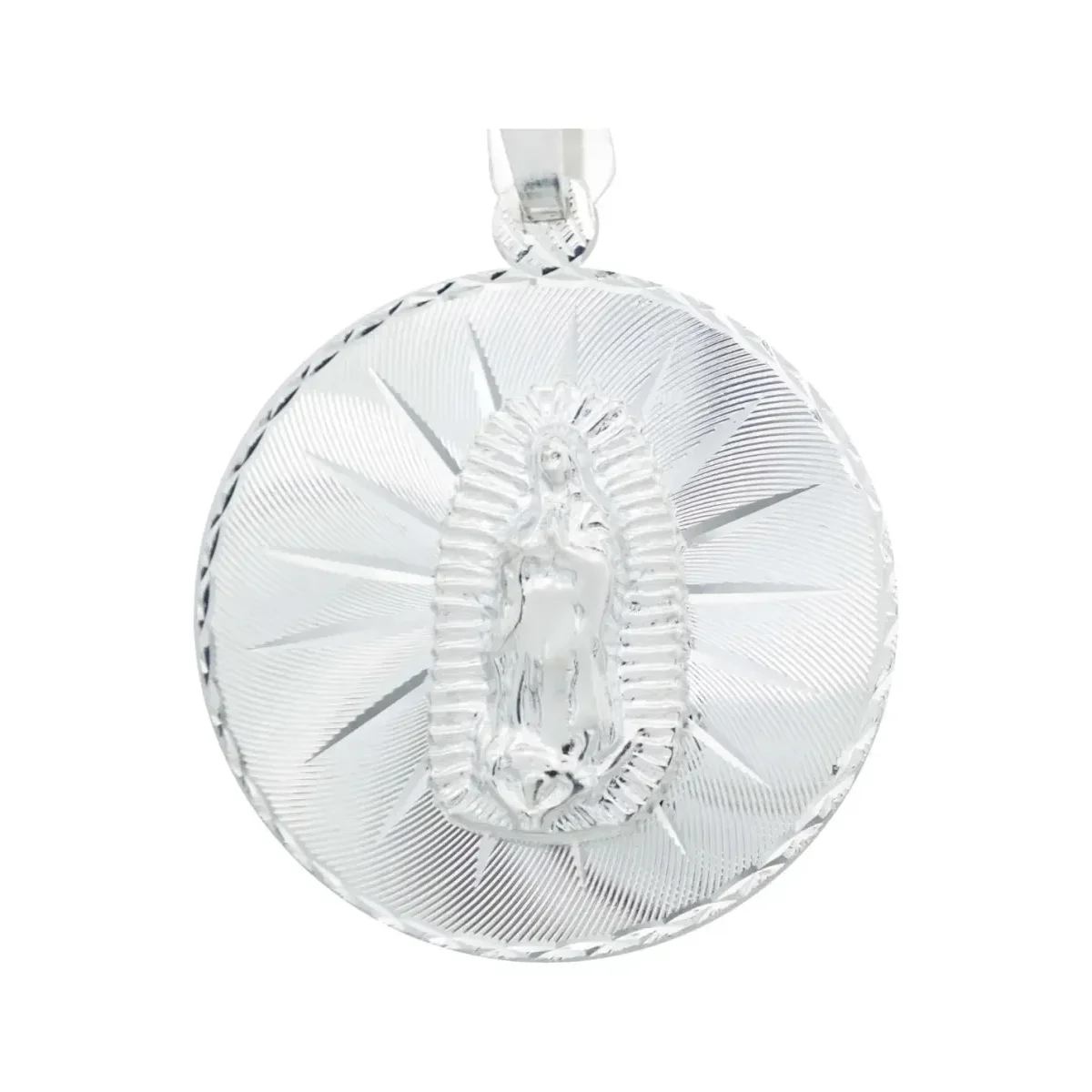Dije Virgen de Guadalupe Estrella Plata 925 con Zirconia Fina - Imagen 2