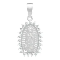 Dije Virgen de Guadalupe Plata 925 con Zirconia Blanca Acabado Mate - Imagen 1