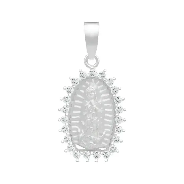 Dije Virgen de Guadalupe Plata 925 con Zirconia Blanca Acabado Mate - Imagen 1