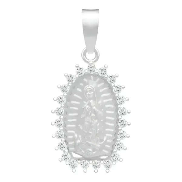Dije Virgen de Guadalupe Plata 925 con Zirconia Blanca Acabado Mate - Imagen 1