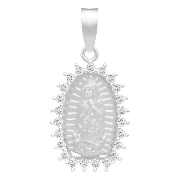 Dije Virgen de Guadalupe Plata 925 con Zirconia Blanca Acabado Mate - Imagen 1