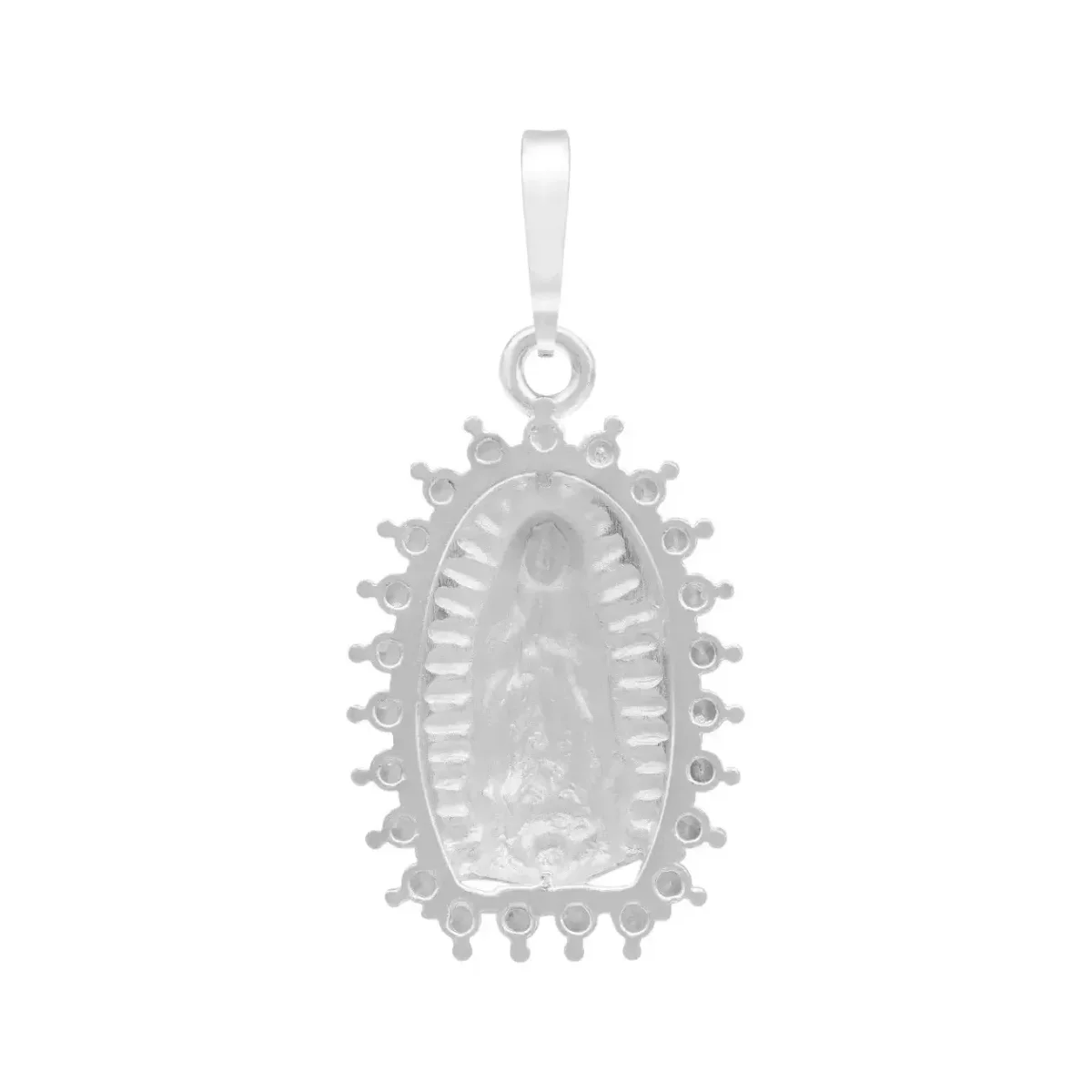 Dije Virgen de Guadalupe Plata 925 con Zirconia Blanca Acabado Mate - Imagen 2