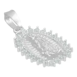 Dije Virgen de Guadalupe Plata 925 con Zirconia Blanca Acabado Mate - Imagen 3