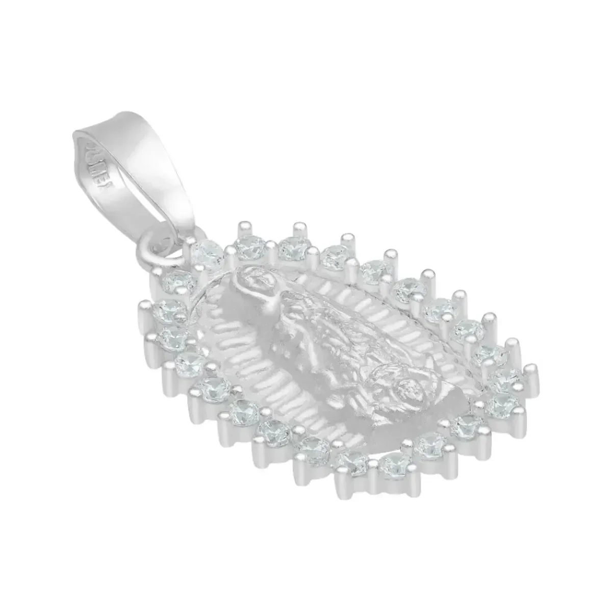Dije Virgen de Guadalupe Plata 925 con Zirconia Blanca Acabado Mate - Imagen 3