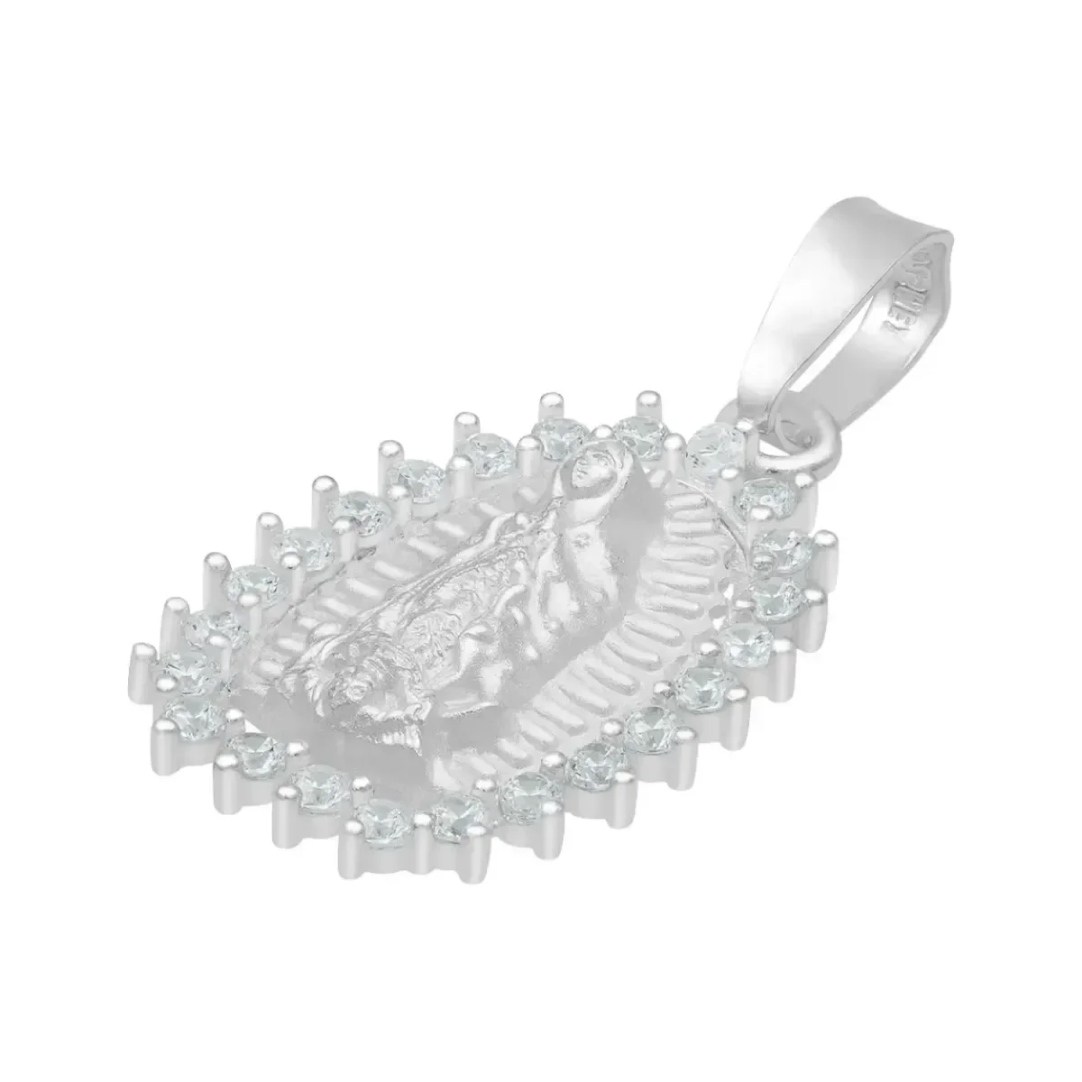 Dije Virgen de Guadalupe Plata 925 con Zirconia Blanca Acabado Mate - Imagen 4
