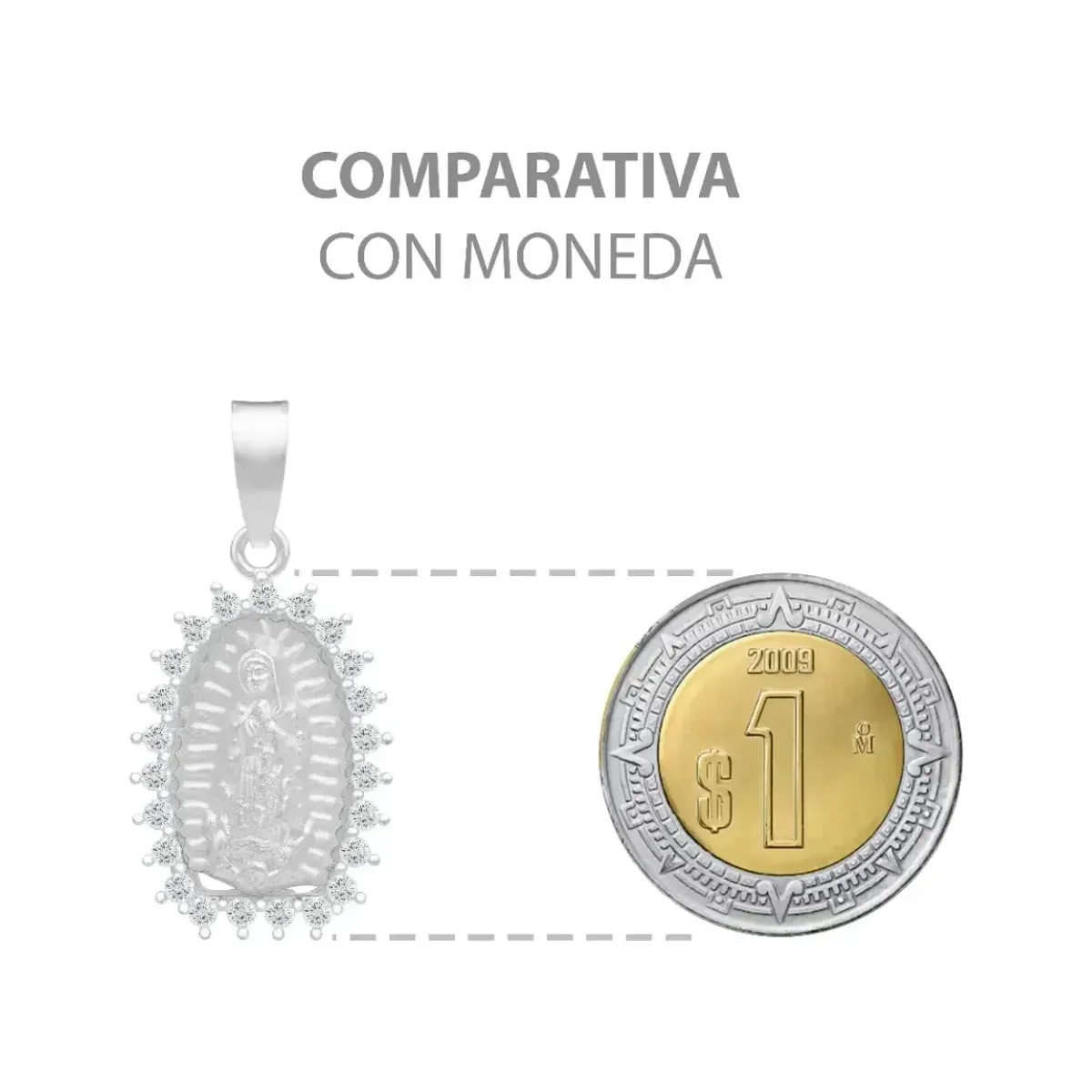 Dije Virgen de Guadalupe Plata 925 con Zirconia Blanca Acabado Mate - Imagen 8