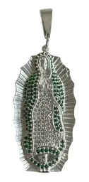 Dije Virgen de Guadalupe Plata 925 con Zirconias Verdes - Imagen 1