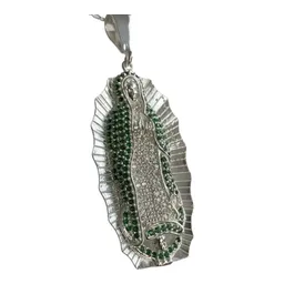 Dije Virgen de Guadalupe Plata 925 con Zirconias Verdes - Imagen 3