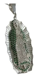 Dije Virgen de Guadalupe Plata 925 con Zirconias Verdes - Imagen 3