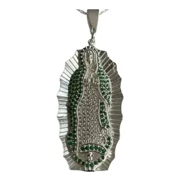 Dije Virgen de Guadalupe Plata 925 con Zirconias Verdes - Imagen 4
