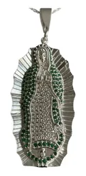 Dije Virgen de Guadalupe Plata 925 con Zirconias Verdes - Imagen 4