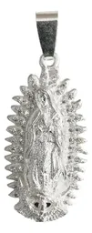 Dije Virgen de Guadalupe Plata 925 Grande con Zirconias Blancas - Imagen 1