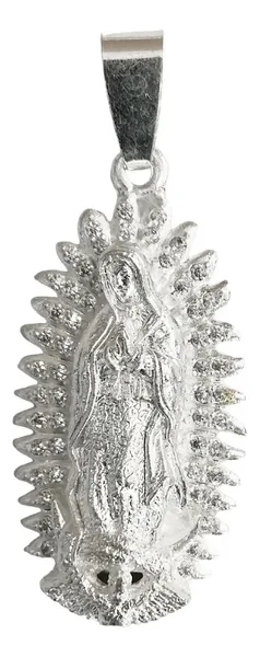 Dije Virgen de Guadalupe Plata 925 Grande con Zirconias Blancas - Imagen 1