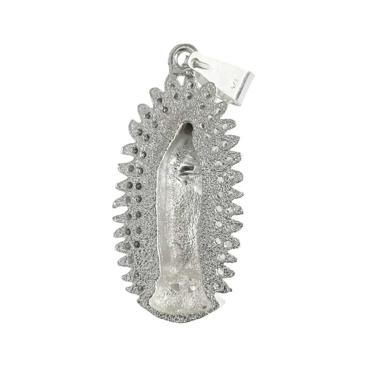 Dije Virgen de Guadalupe Plata 925 Grande con Zirconias Blancas - Imagen 3