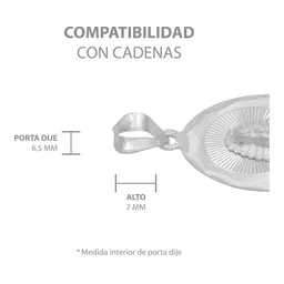 Dije Virgen de Guadalupe Plata 925 Ovalado con Acabado Diamantado - Imagen 6