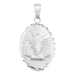 Dije Virgen Milagrosa Oval Plata 925 con Estrella Diamantada - Imagen 1