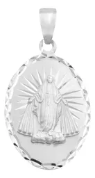 Dije Virgen Milagrosa Oval Plata 925 con Estrella Diamantada - Imagen 1