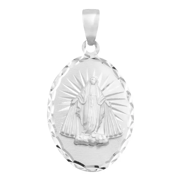 Dije Virgen Milagrosa Oval Plata 925 con Estrella Diamantada - Imagen 1