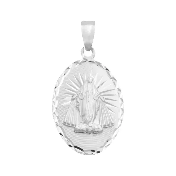 Dije Virgen Milagrosa Oval Plata 925 con Estrella Diamantada - Imagen 1