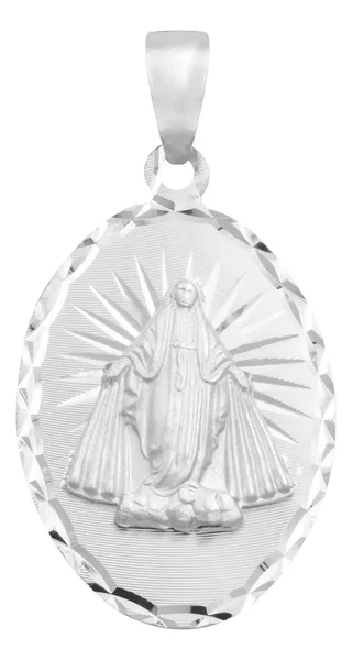 Dije Virgen Milagrosa Oval Plata 925 con Estrella Diamantada - Imagen 1