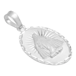 Dije Virgen Milagrosa Oval Plata 925 con Estrella Diamantada - Imagen 2