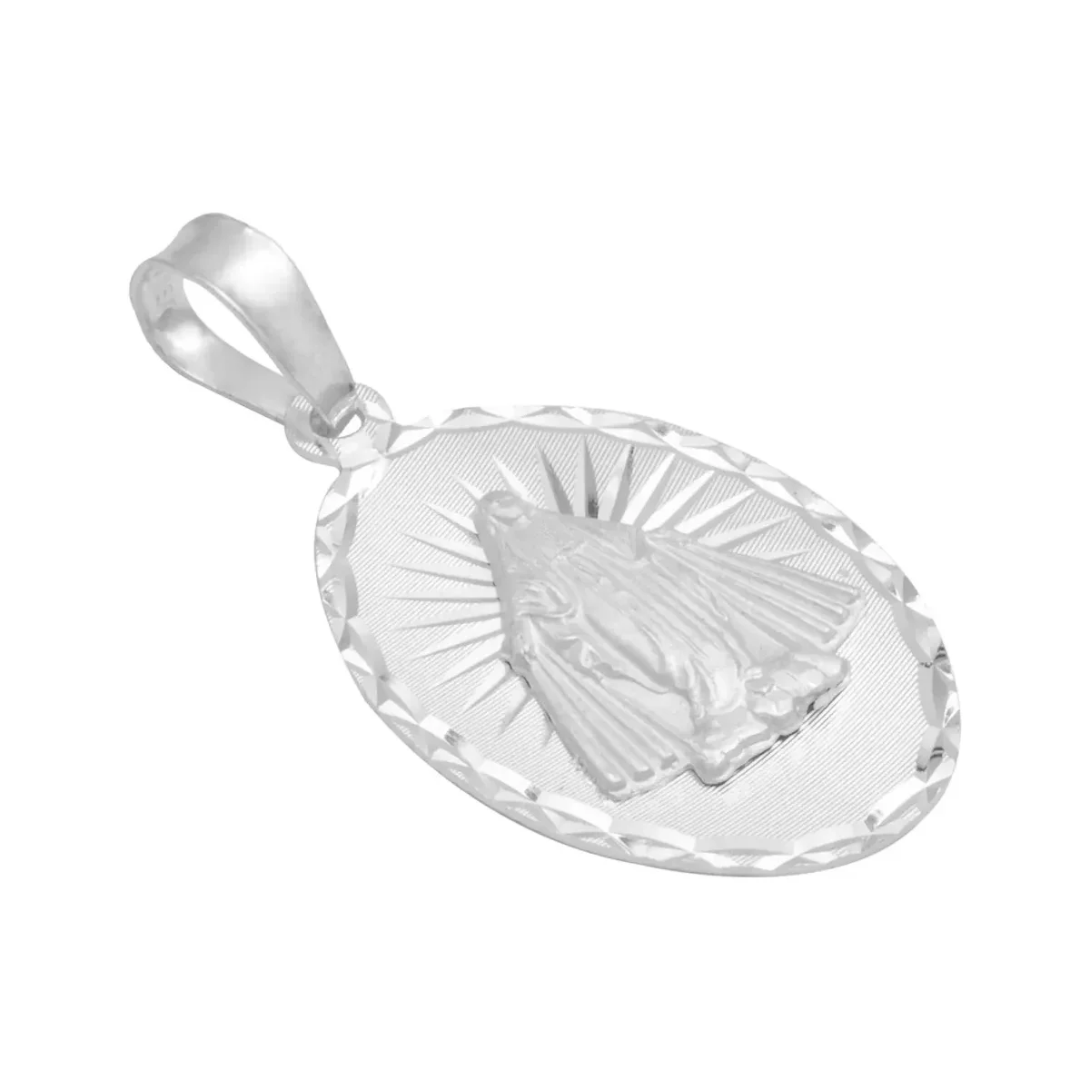 Dije Virgen Milagrosa Oval Plata 925 con Estrella Diamantada - Imagen 2