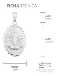 Dije Virgen Milagrosa Oval Plata 925 con Estrella Diamantada - Imagen 7