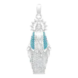 Dije Virgen Milagrosa Plata 925 con Zirconias Celestes - Imagen 1