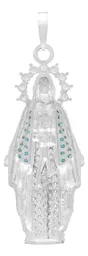 Dije Virgen Milagrosa Plata 925 con Zirconias Celestes - Imagen 2