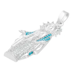 Dije Virgen Milagrosa Plata 925 con Zirconias Celestes - Imagen 4