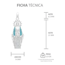 Dije Virgen Milagrosa Plata 925 con Zirconias Celestes - Imagen 7
