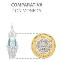 Dije Virgen Milagrosa Plata 925 con Zirconias Celestes - Imagen 9
