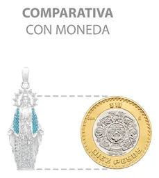 Dije Virgen Milagrosa Plata 925 con Zirconias Celestes - Imagen 9
