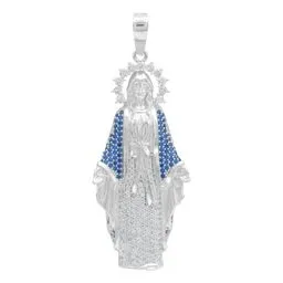 Dije Virgencita Milagrosa Plata .925 con Zirconias Finas - Imagen 1